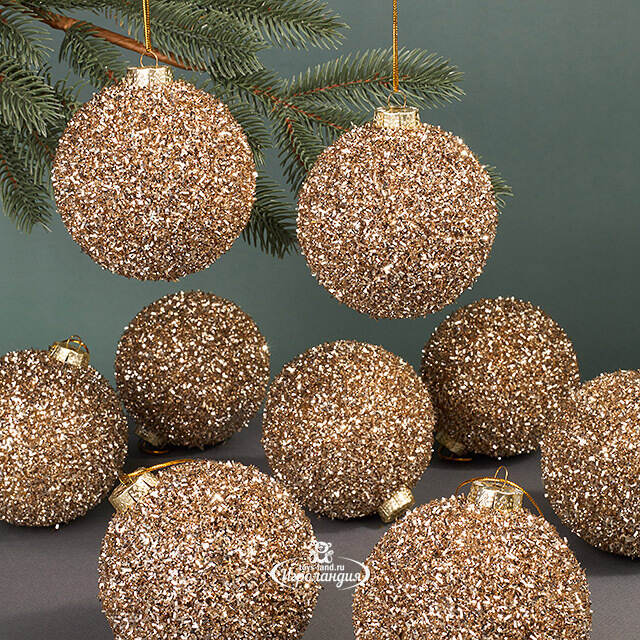 Набор елочных шаров Fluffy Shine: Шампань 10 см, 24 шт Edelman