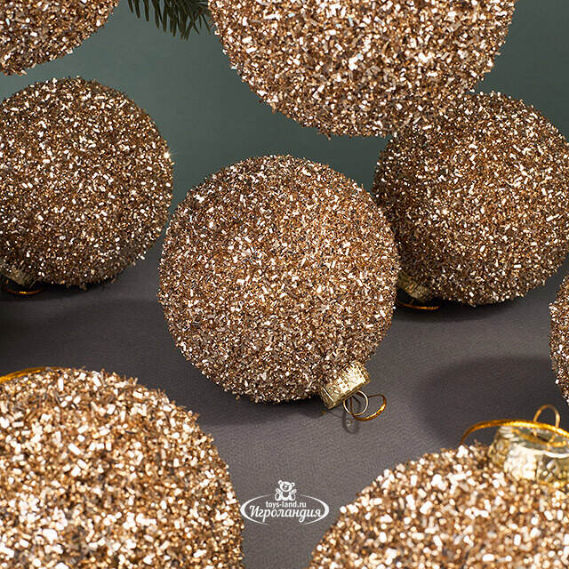 Набор елочных шаров Fluffy Shine: Шампань 10 см, 24 шт Edelman