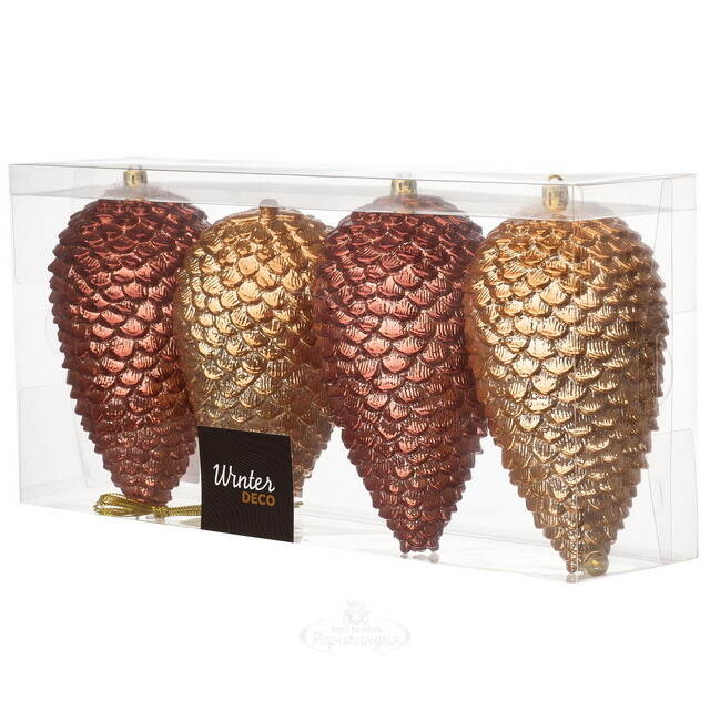 Елочные игрушки Шишка - Baston Royale 16*9 см, 4 шт, пластик Winter Deco