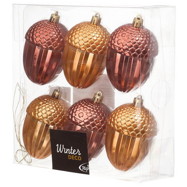 Елочные игрушки Желуди - Baston Royale 9*6 см, 6 шт, пластик Winter Deco