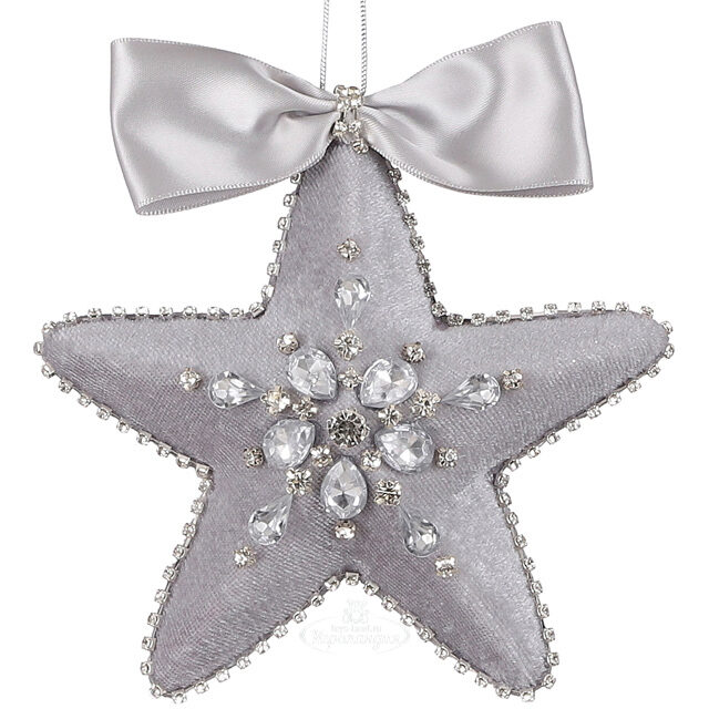Елочная игрушка Звезда Жордано 15 см серая, подвеска Noel Collection (Katherine’s Style)