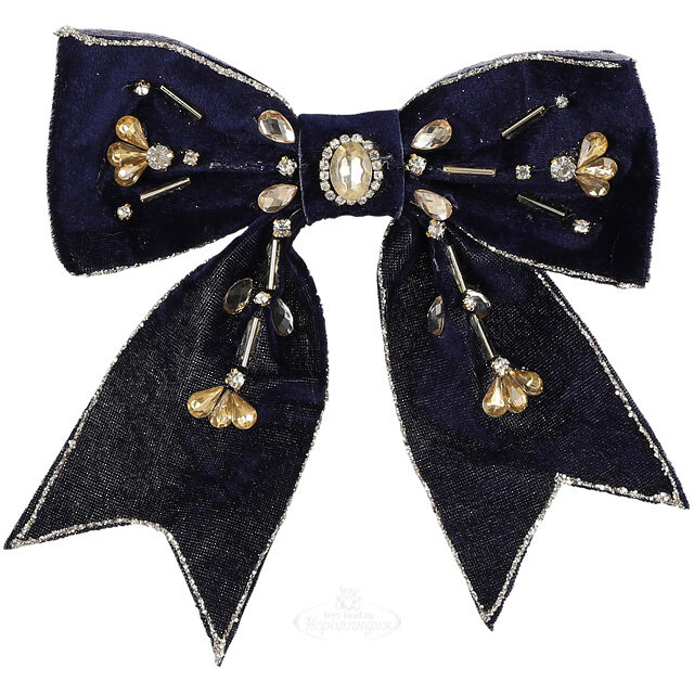 Елочная игрушка Бант Венивердо 18 см темно-синяя, клипса Noel Collection (Katherine’s Style)