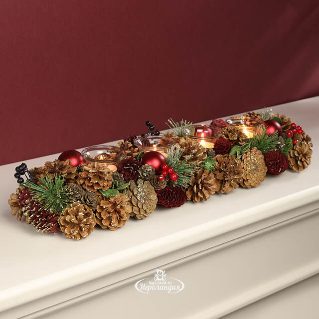 Подсвечник из шишек Рождественский Лес 54 см Edelman