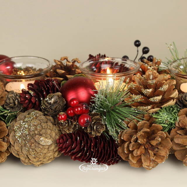 Подсвечник из шишек Рождественский Лес 54 см Edelman