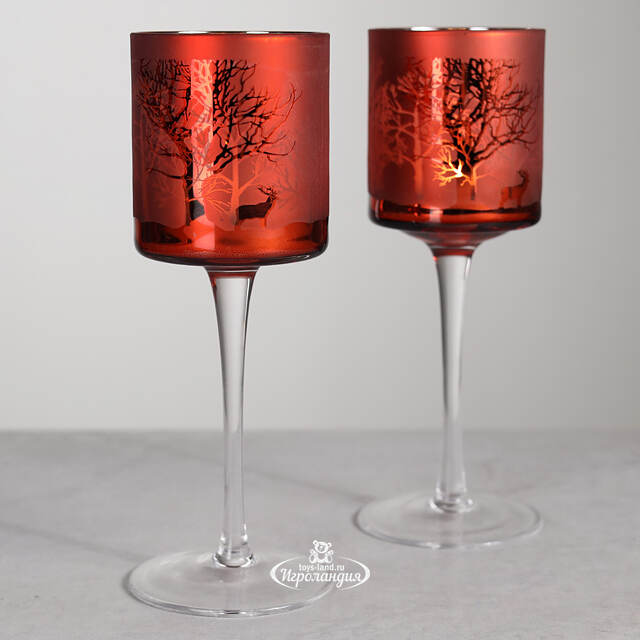 Декоративный подсвечник Адальюр 20 см красный Edelman