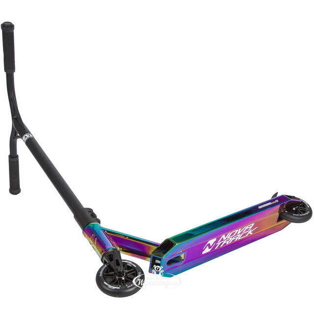 Трюковой самокат Novatrack Replay 110 Pro PL с Y-образным рулем, колеса 110 мм, неохром, до 100 кг Novatrack