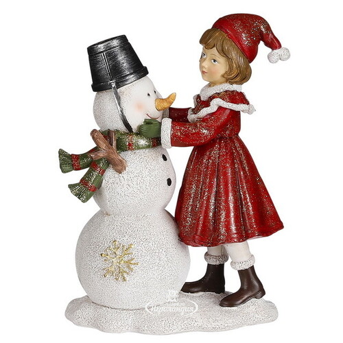 Новогодняя фигурка Девочка Дэбби со снеговиком 20 см Edelman