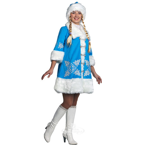 Карнавальный костюм для взрослых Снегурочка с вышивкой, 44 размер Батик