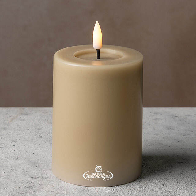 Светодиодная свеча с имитацией пламени Facile 10 см, бежевая, таймер, на батарейках Edelman