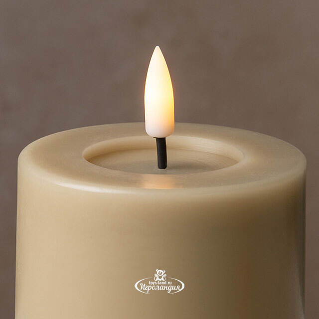 Светодиодная свеча с имитацией пламени Facile 10 см, бежевая, таймер, на батарейках Edelman