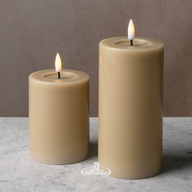 Светодиодная свеча с имитацией пламени Facile 10 см, бежевая, таймер, на батарейках Edelman