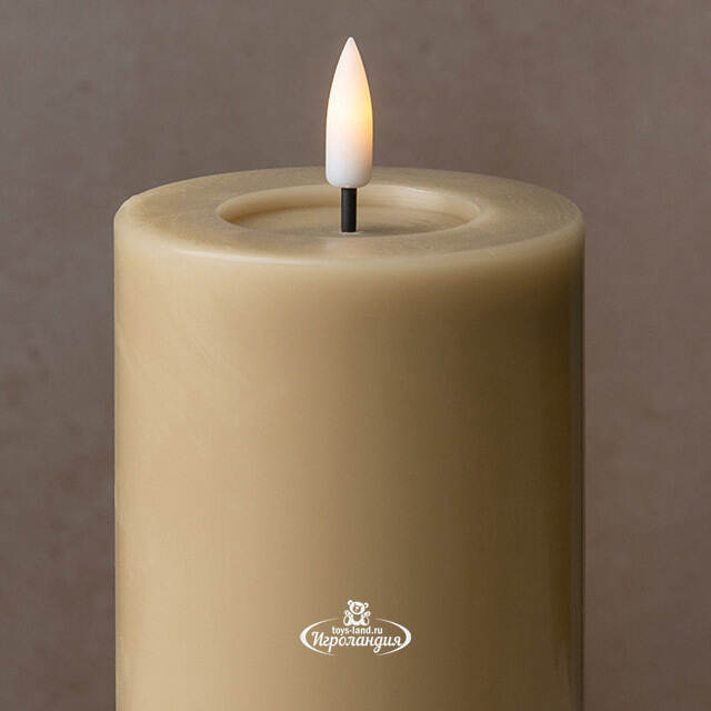 Светодиодная свеча с имитацией пламени Facile 15 см, бежевая, таймер, на батарейках Edelman