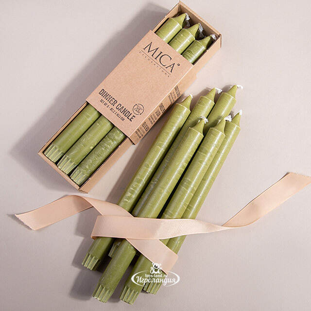 Столовые свечи Ricordo 25 см зеленые, 6 шт Edelman