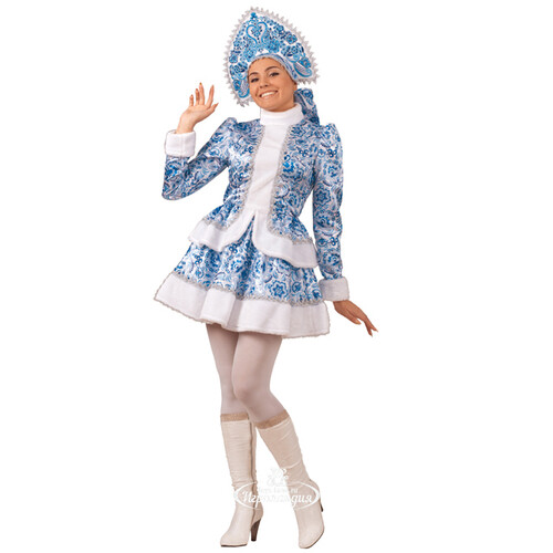 Карнавальный костюм для взрослых Снегурочка Гжель, 46 размер Батик