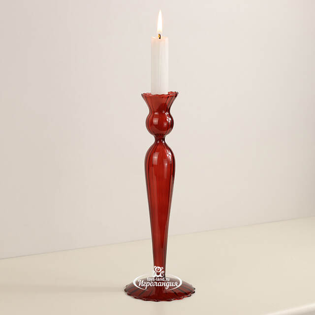 Стеклянный подсвечник Jayda 25 см рубиновый Edelman