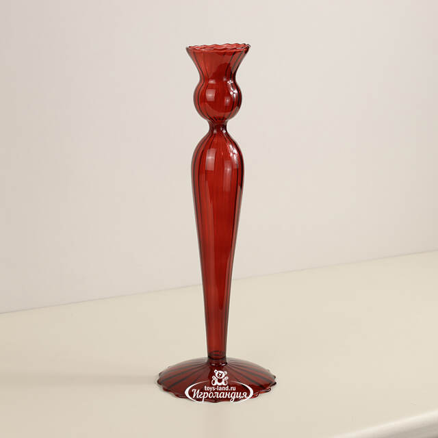 Стеклянный подсвечник Jayda 25 см рубиновый Edelman