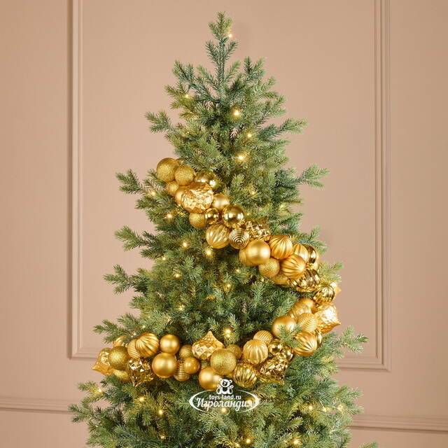 Гирлянда из елочных шаров Монисто 4-8 см, 200 см, ярко-золотая Winter Deco