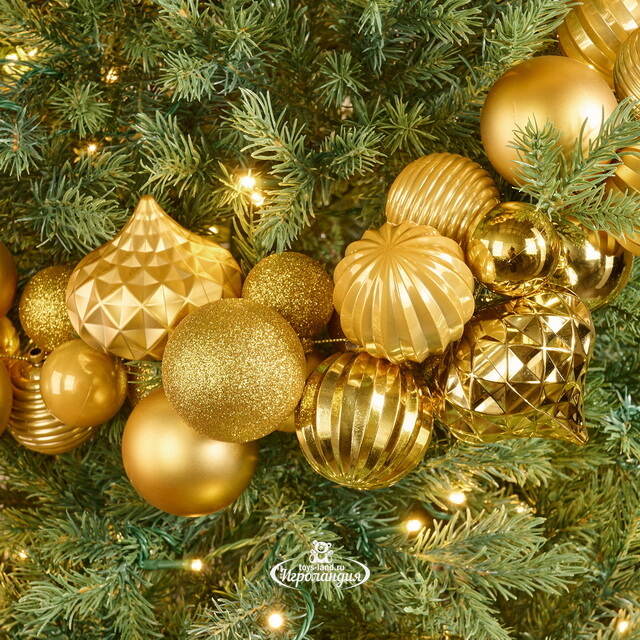 Гирлянда из елочных шаров Монисто 4-8 см, 200 см, ярко-золотая Winter Deco