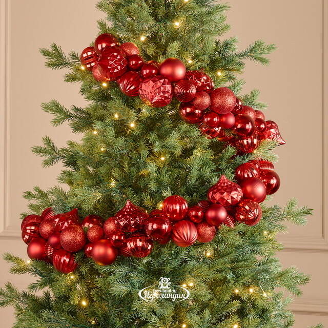 Гирлянда из елочных шаров Монисто 4-8 см, 200 см, красная Winter Deco