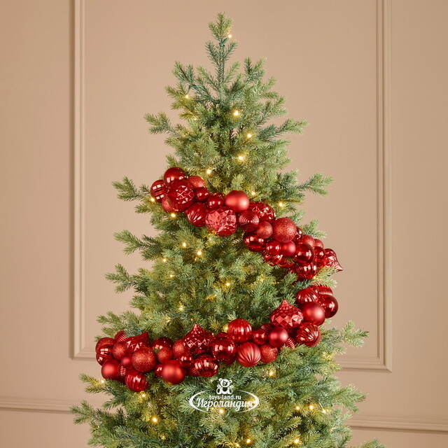Гирлянда из елочных шаров Монисто 4-8 см, 200 см, красная Winter Deco