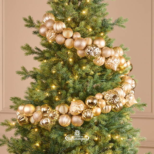 Гирлянда из елочных шаров Монисто 4-8 см, 200 см, шампань Winter Deco