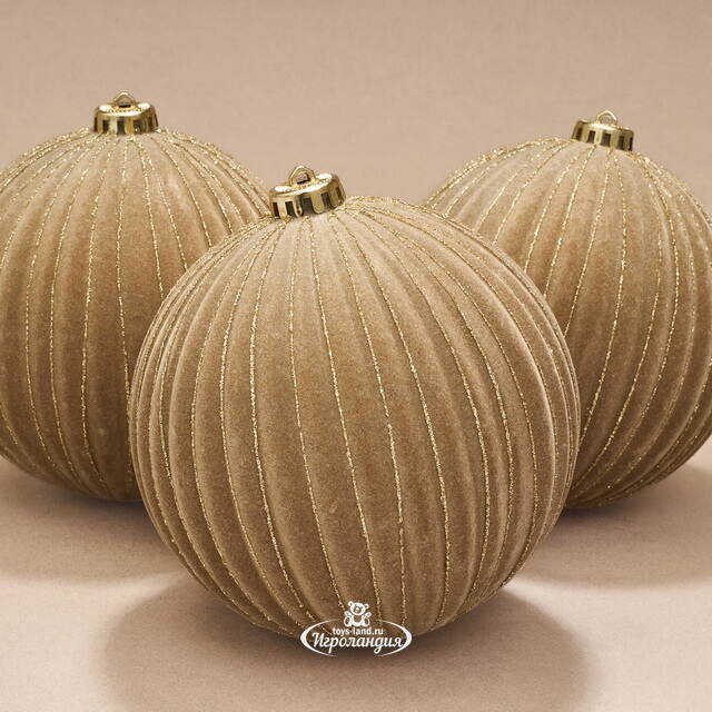 Бархатные елочные шары Соффичо: Французский Кашемир 15 см, 3 шт Winter Deco