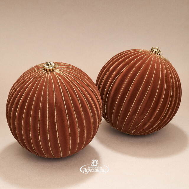 Бархатные елочные шары Соффичо: Тыквенный Латте 20 см, 2 шт Winter Deco