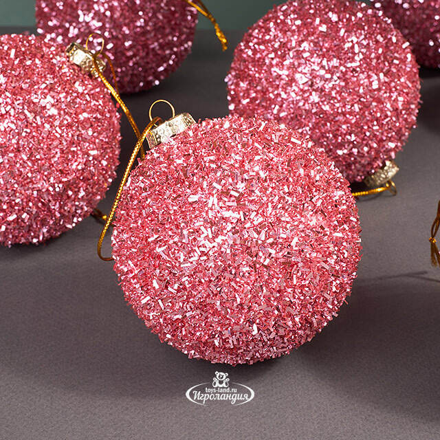 Набор елочных шаров Fluffy Shine: Розовый 8 см, 24 шт Edelman
