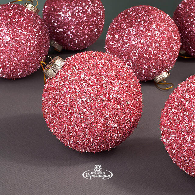 Набор елочных шаров Fluffy Shine: Розовый 10 см, 24 шт Edelman