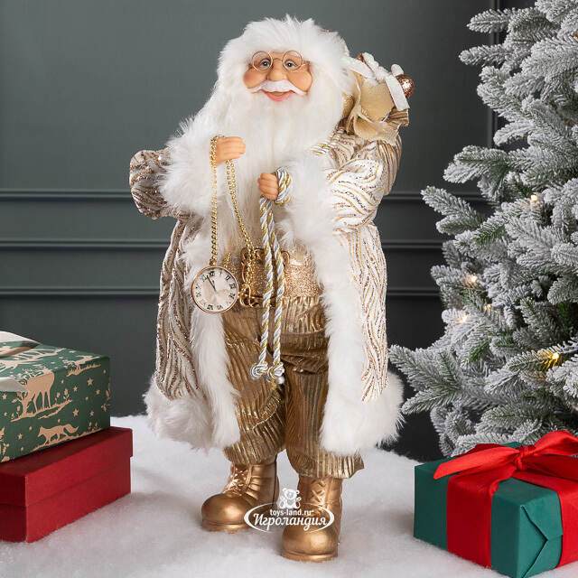 Новогодняя фигура Санта-Клаус с часами 47 см Edelman
