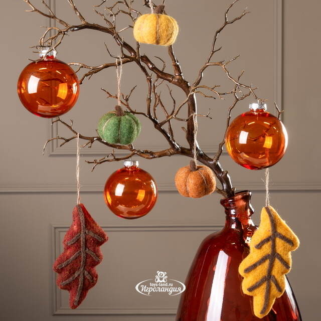 Набор елочных игрушек Тыковки 7 см, 4 шт, подвеска Edelman