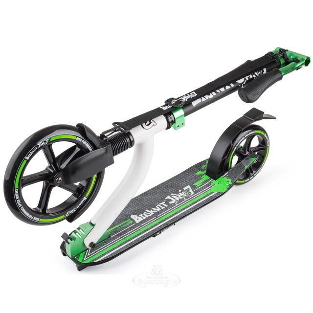 Городской самокат Biskvit Jam 7, колеса 230/180 мм, черно-зеленый Biskvit Jam