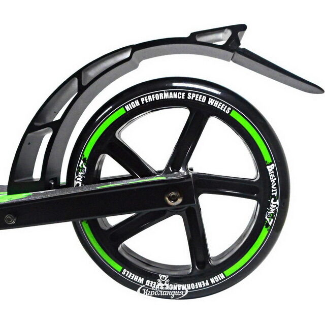 Городской самокат Biskvit Jam 7, колеса 230/180 мм, черно-зеленый Biskvit Jam