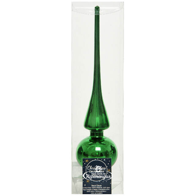 Верхушка Royal Classic 26 см рождественская зеленая глянцевая, стекло Kaemingk