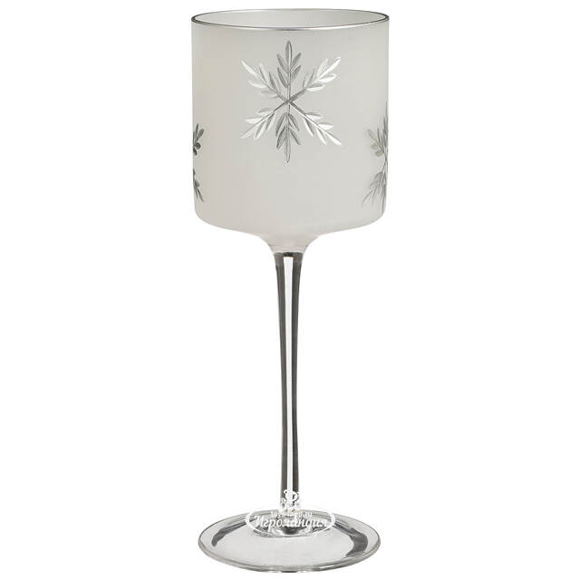 Стеклянный подсвечник Hurricane Light - Снежинка 25 см серебряный Edelman