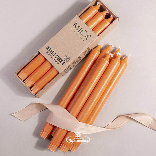 Столовые свечи Ricordo 25 см оранжевые, 6 шт Edelman