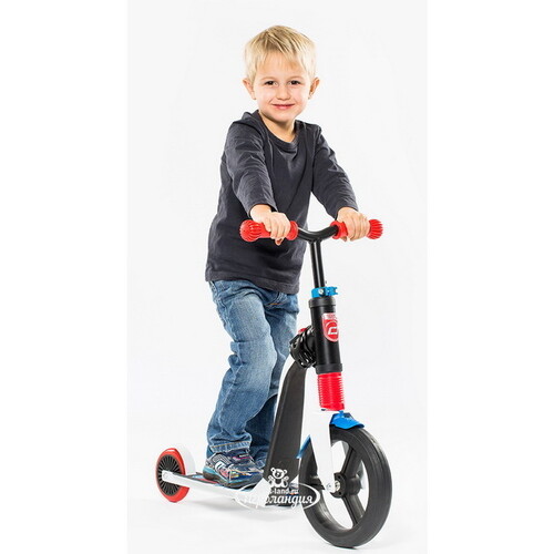 Детский беговел-самокат 2 в 1 Highway Freak, белый-красный-синий, до 50 кг Scoot&Ride