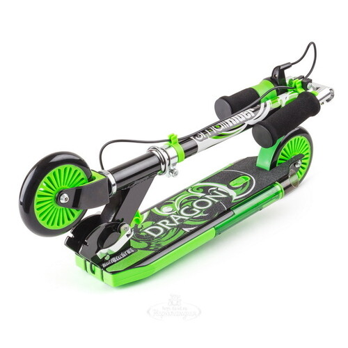 Складной самокат с дымом, звуком, светом Small Rider Dragon, колеса 120 мм, зеленый, до 60 кг Small Rider