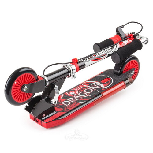 Складной самокат с дымом, звуком, светом Small Rider Dragon, колеса 120 мм, красный, до 60 кг Small Rider