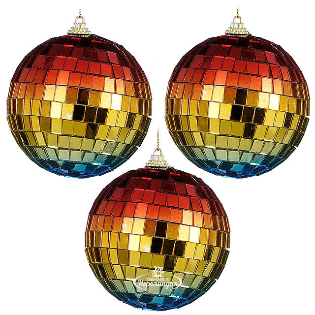 Набор елочных украшений Зеркальный Диско-шар Rainbow Blue 8 см, 3 шт Winter Deco
