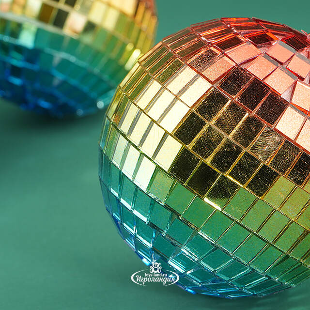 Набор елочных украшений Зеркальный Диско-шар Rainbow Blue 8 см, 3 шт Winter Deco