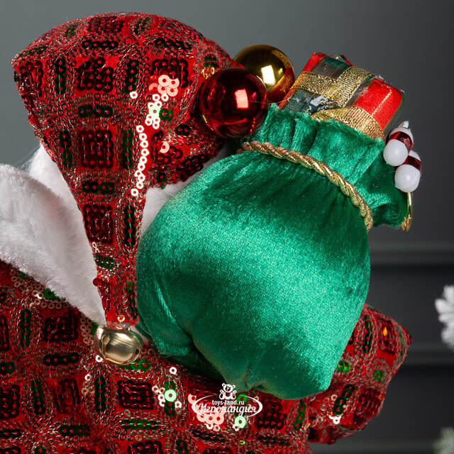 Новогодняя фигура Санта Клаус с плюшевым мишкой 40 см красный Edelman