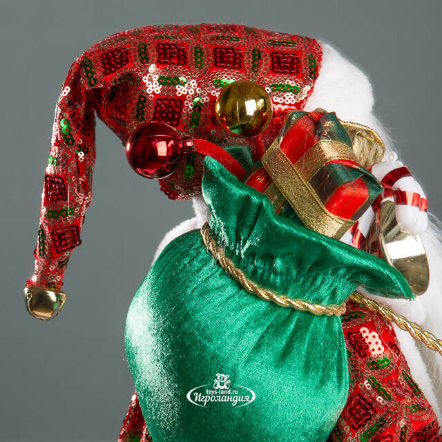 Новогодняя фигура Санта Клаус с плюшевым мишкой 60 см красный Edelman