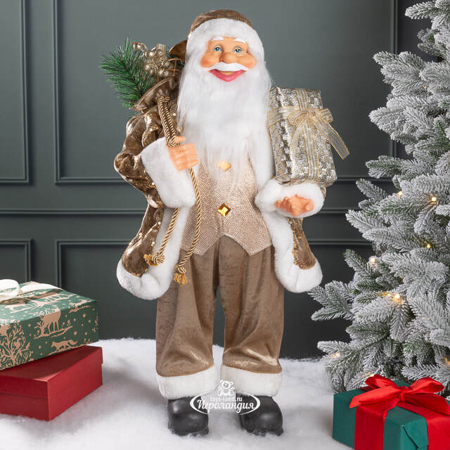 Новогодняя фигура Санта Клаус спешит на праздник 60 см  Edelman