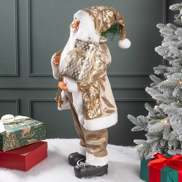 Новогодняя фигура Санта Клаус спешит на праздник 60 см  Edelman