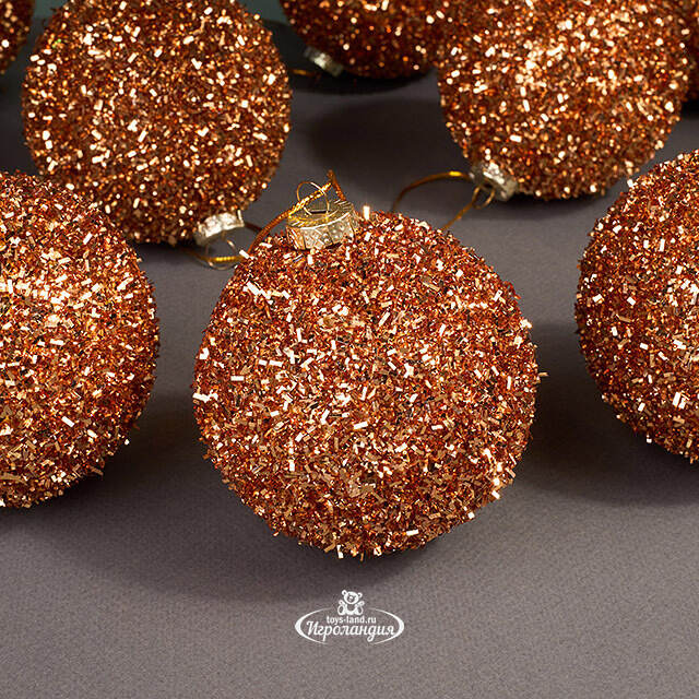 Набор елочных шаров Fluffy Shine: Персиковый 8 см, 24 шт Edelman