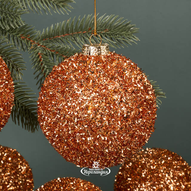 Набор елочных шаров Fluffy Shine: Персиковый 10 см, 24 шт Edelman