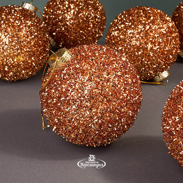 Набор елочных шаров Fluffy Shine: Персиковый 10 см, 24 шт Edelman