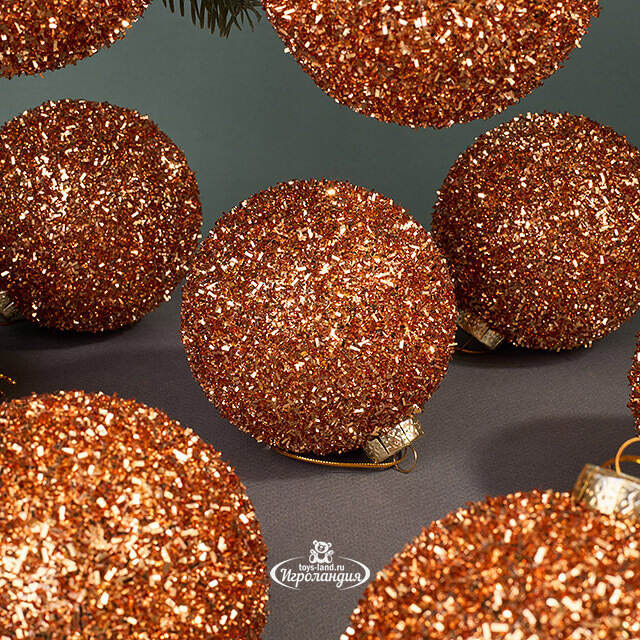 Набор елочных шаров Fluffy Shine: Персиковый 10 см, 24 шт Edelman