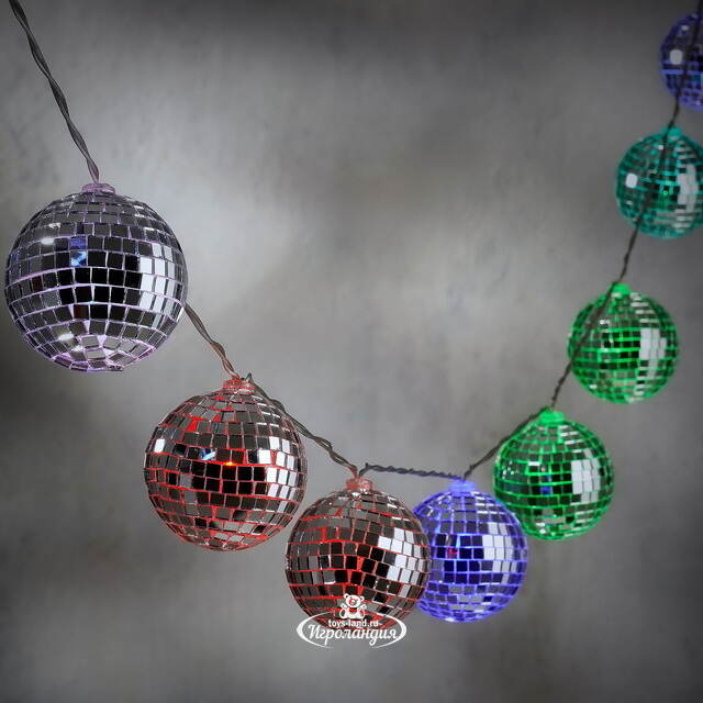 Светодиодная гирлянда Диско Шар - Specular Mirror 1.5 м, 10 RGB LED ламп, таймер, на батарейках Edelman